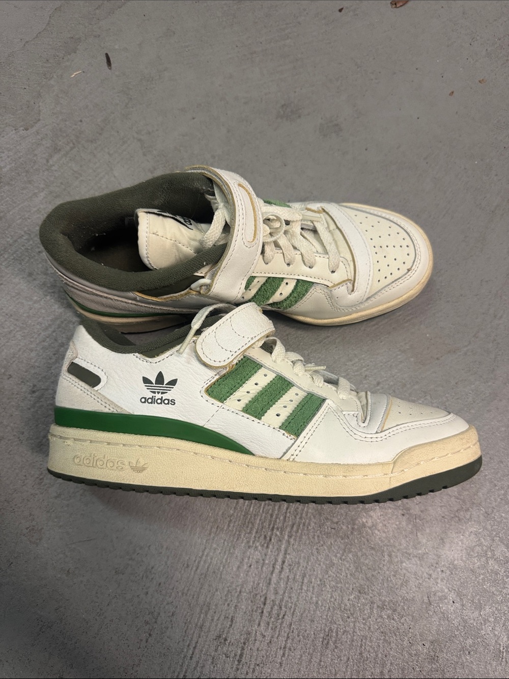 adidas White and Green Mid-Top Sneakers